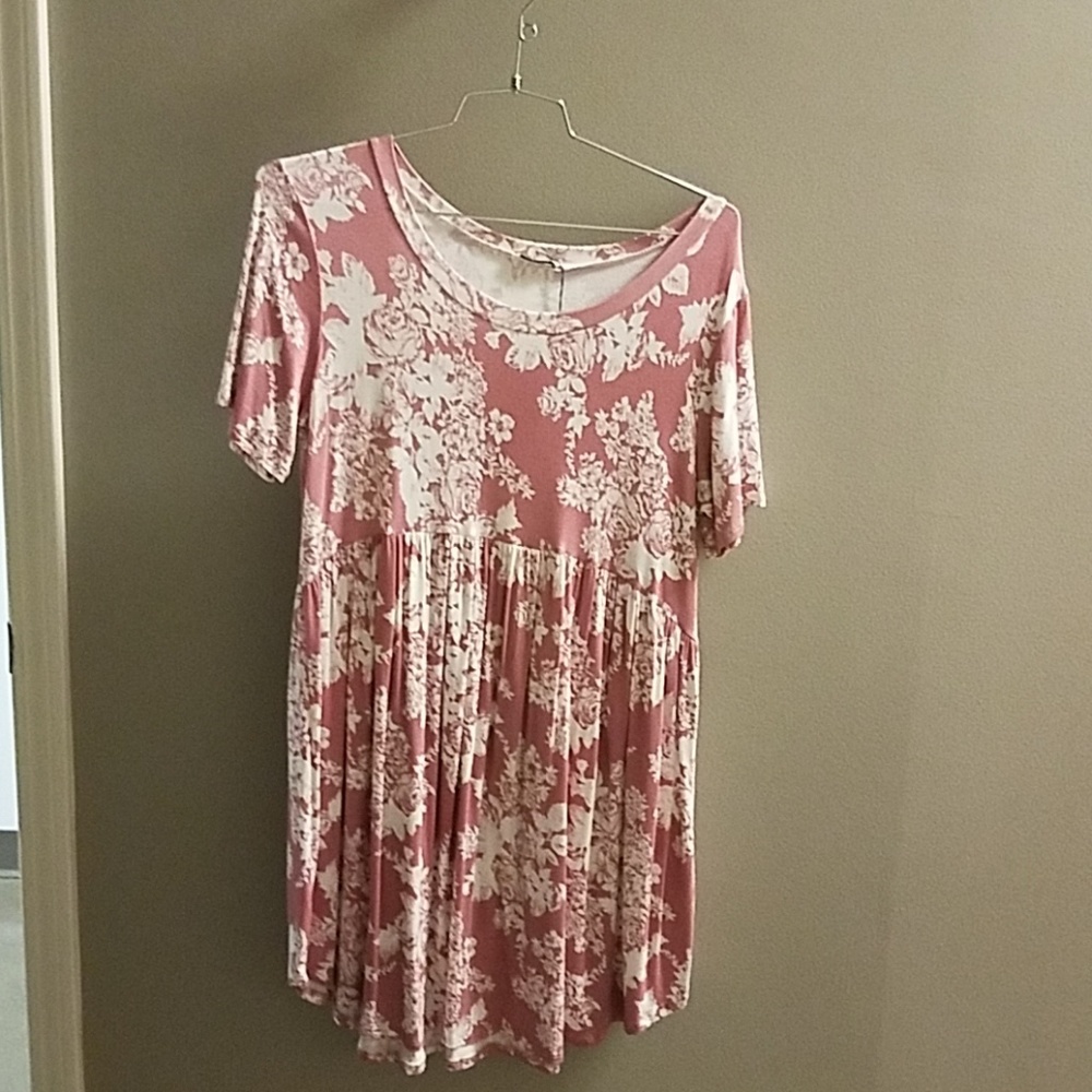Pink and white floral dress
